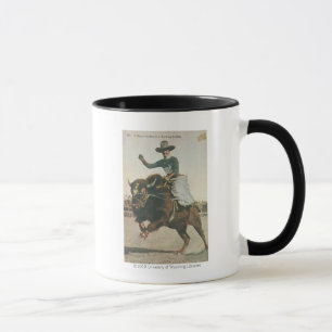 A Happy Cowboy on a Bucking Buffalo. Mug