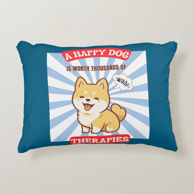 A Happy Dog Shiba cute dog Decorative Cushion (Front)