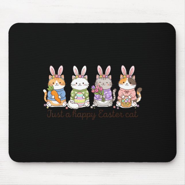 a Happy Easter Cat Cute Cat Lover Bunny Easter Day Mouse Pad (Front)