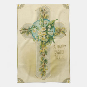 A Happy Easter to You - Antique Postcard,  Tea Towel