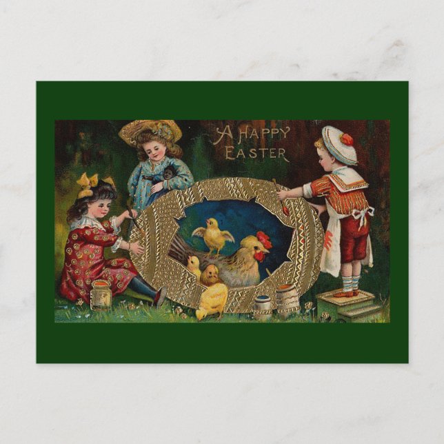 A Happy Easter Vintage Easter Holiday Postcard (Front)