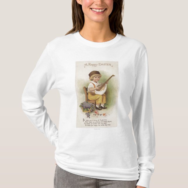 A Happy EasterBoy with Egg Shell Guitar T-Shirt (Front)
