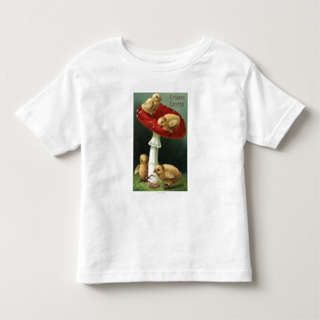A Happy EasterChicks on Red Mushroom Toddler T-Shirt (Front)
