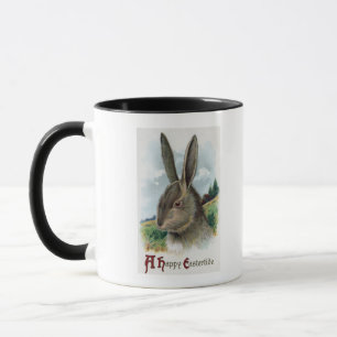 A Happy EastertideGray Rabbit Scene Mug