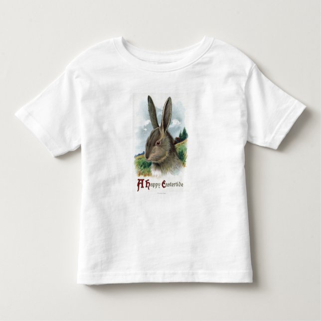A Happy EastertideGray Rabbit Scene Toddler T-Shirt (Front)