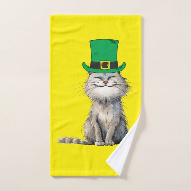 A happy Irish Cat Hand Towel (Hand Towel)