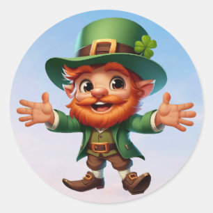 A happy little leprechaun on St. Patrick's day Classic Round Sticker