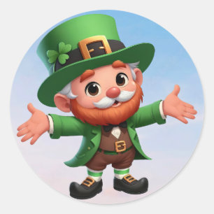 A happy little leprechaun on St. Patrick's day Classic Round Sticker