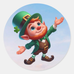 A happy little leprechaun on St. Patrick's day Classic Round Sticker