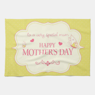 A Happy Mother's Day Greeting Card Tea Towel