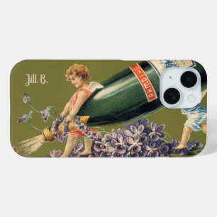 A Happy New Year, Vintage Angels with Champagne iPhone 15 Case