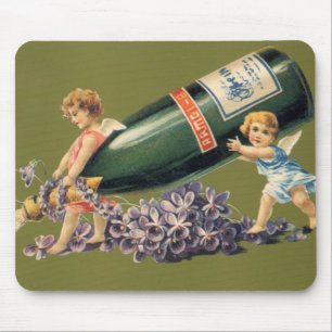 A Happy New Year, Vintage Angels with Champagne Mouse Pad