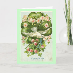 A Happy New Year White Dove 1908 Vintage Holiday Card