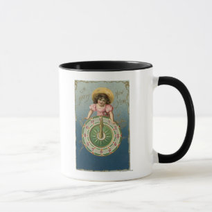 A Happy New YearGirl atop a Clock Mug