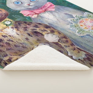 A Happy Pair Louis Wain Sherpa Blanket