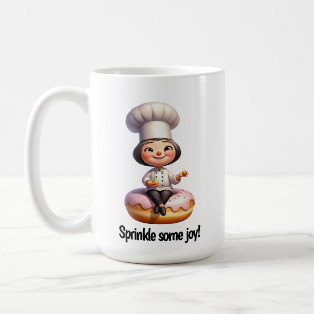 A Happy Pastry Chef Posing for the Camera Coffee Mug (Left)