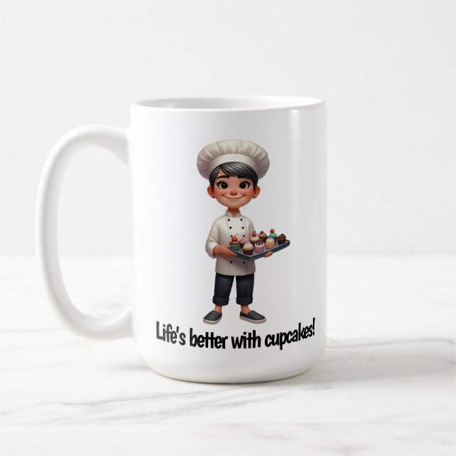 A Happy Pastry Chef Posing for the Camera Coffee Mug (Left)