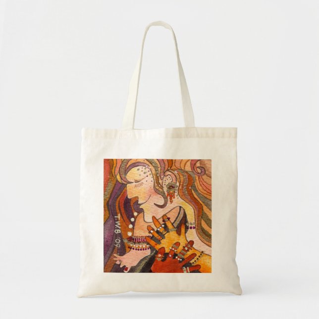 A Happy Woman with Her Red-Painted Toenail Tote Bag (Front)