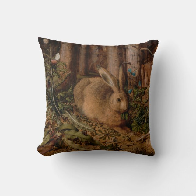 A Hare in the Forest (by Hans Hoffmann) Cushion (Front)