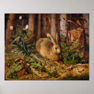 A Hare in the Forest by Hans Hoffmann Poster