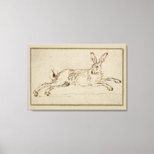 A Hare Running, With Ears Pricked Canvas Print