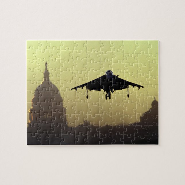 A Harrier jet landing on the Mall at dawn with Jigsaw Puzzle (Horizontal)