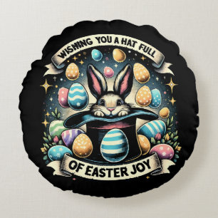 A Hat full of Easter Joy Round Cushion