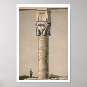 A Hathor headed pillar at Dendarah, illustration ' Poster