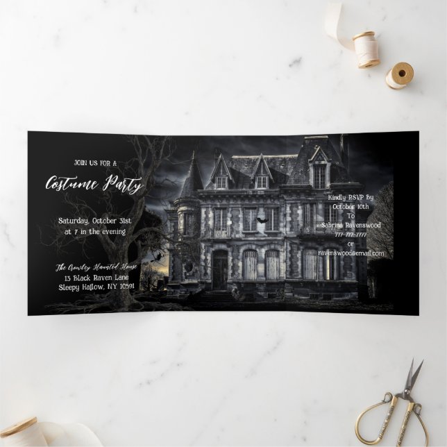 A Haunted Evening Halloween Party Tri-Fold Invitation (Inside)