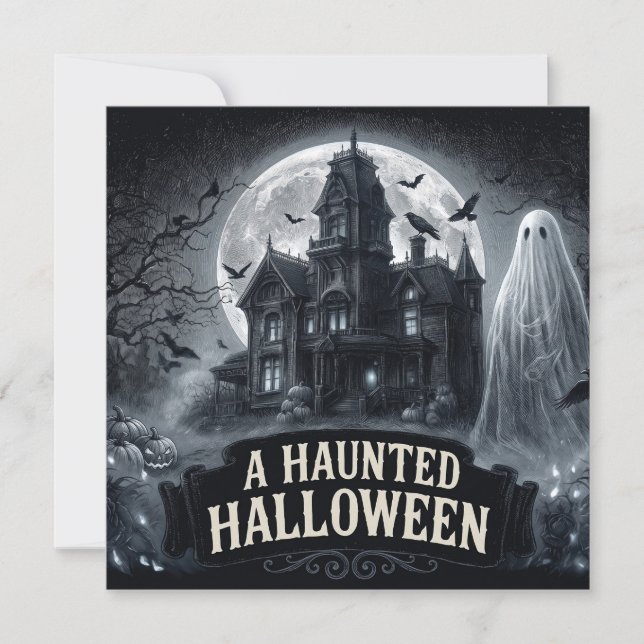 A Haunted Halloween Vintage Gothic Illustration (Front)