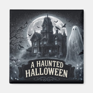 A Haunted Halloween Vintage Gothic Illustration Magnet
