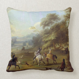 A Hawking Party, c.1690 (oil on canvas) Cushion