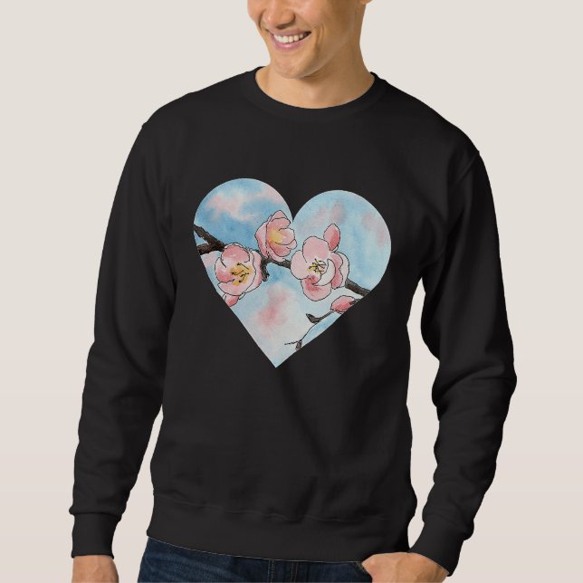A Heart for Spring u2013 Sakura Cherry Blossom Sweatshirt (Front)