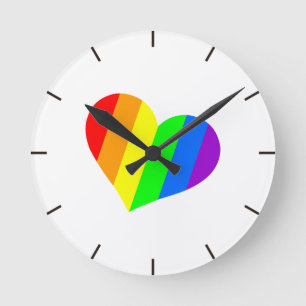 A heart in rainbow colours round clock