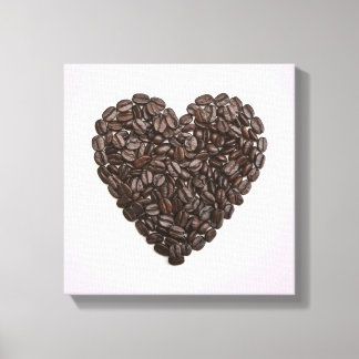 A heart made of coffee beans canvas print