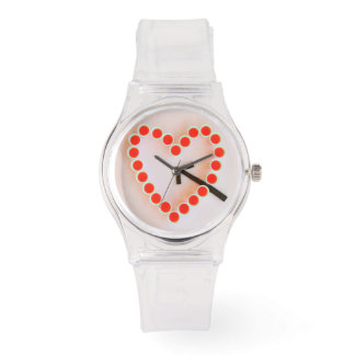 a heart of glasses on sporty pink silicon watch