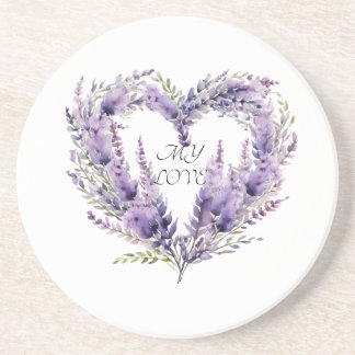 A Heart of Lavender. Floral Purple Pattern Coaster