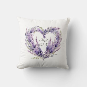 A Heart of Lavender. Floral Purple Pattern Cushion