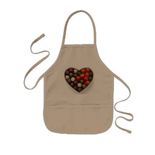 A heart-shaped box filled with gourmet chocolates kids apron