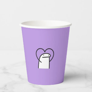 A heart shaped cartoon man paper cups