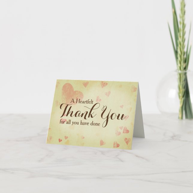 A Heartfelt Thank You Note Card, Customisable Card (Front)