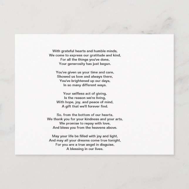 A Heartfelt Thank You Postcard (Front)