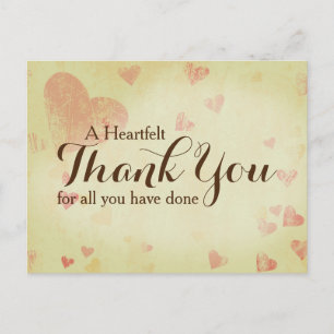 A Heartfelt Thank You Postcard, Customisable Postcard
