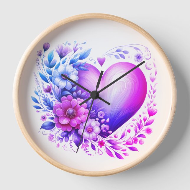 "A Heartfelt Touch of Floral Elegance" Wall Clock (Front)
