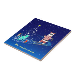 A Heartwarming Night: Santa and the Stray Cat Tile