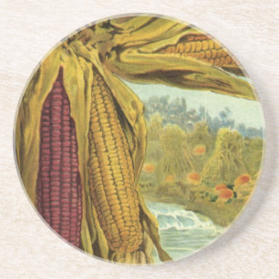 A Hearty Thanksgiving; Indian Corn and Haystacks Coaster