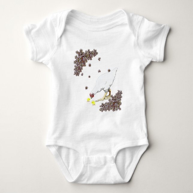 A hen and chicks baby bodysuit (Front)