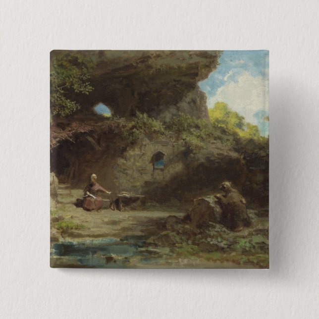 A Hermit in the Mountains 15 Cm Square Badge (Front)