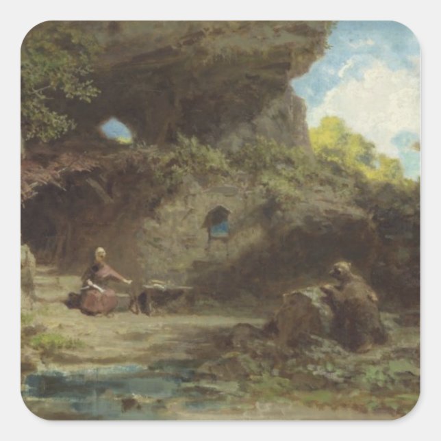 A Hermit in the Mountains Square Sticker (Front)
