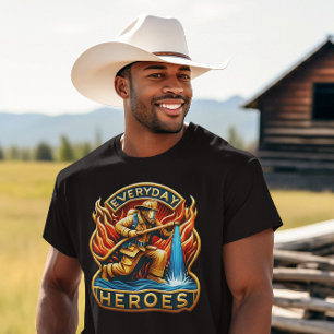 A Hero's Battle: Firefighter Taming Flames T-Shirt
